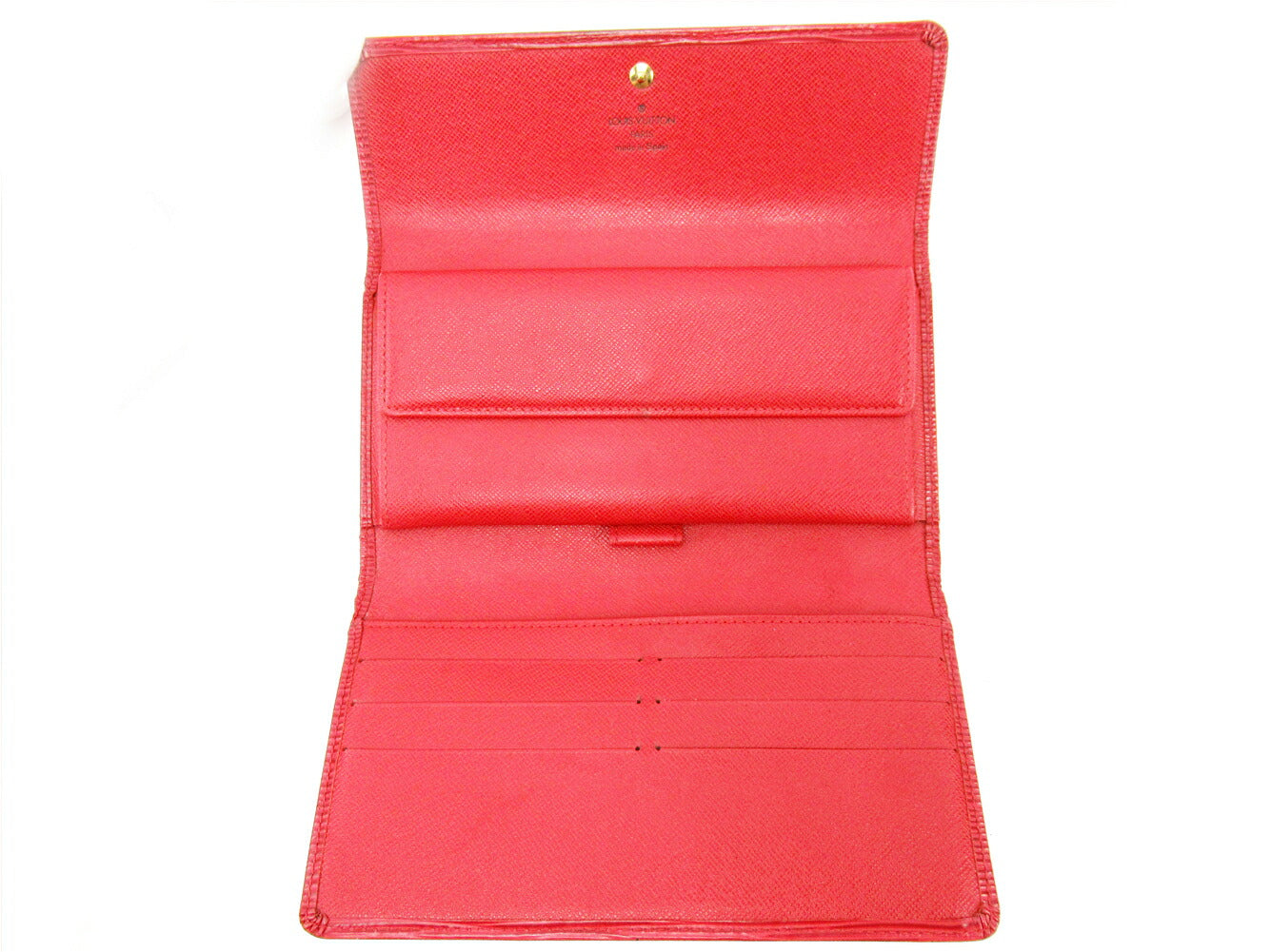 LOUIS VUITTON Long Wallet Purse M6338E Red Porte Tresor