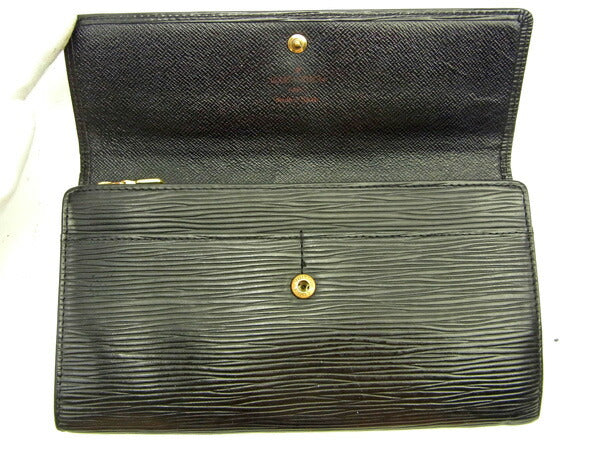 LOUIS VUITTON Long Wallet Purse M63592 black Pochette Porte Monnaie Credit Noir