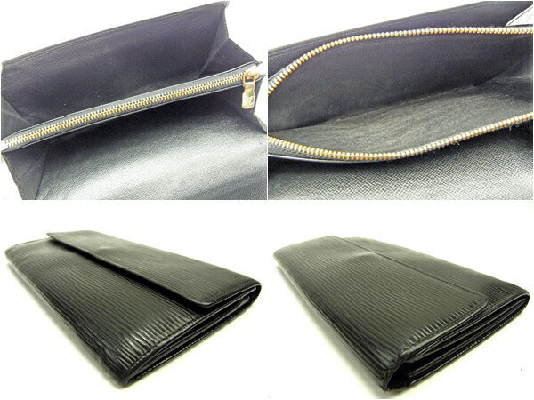 LOUIS VUITTON Long Wallet Purse M63592 black Pochette Porte Monnaie Credit Noir