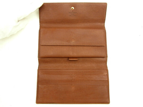 LOUIS VUITTON Long Wallet Purse M61215 PVCx leather Brown Porte Tresor International