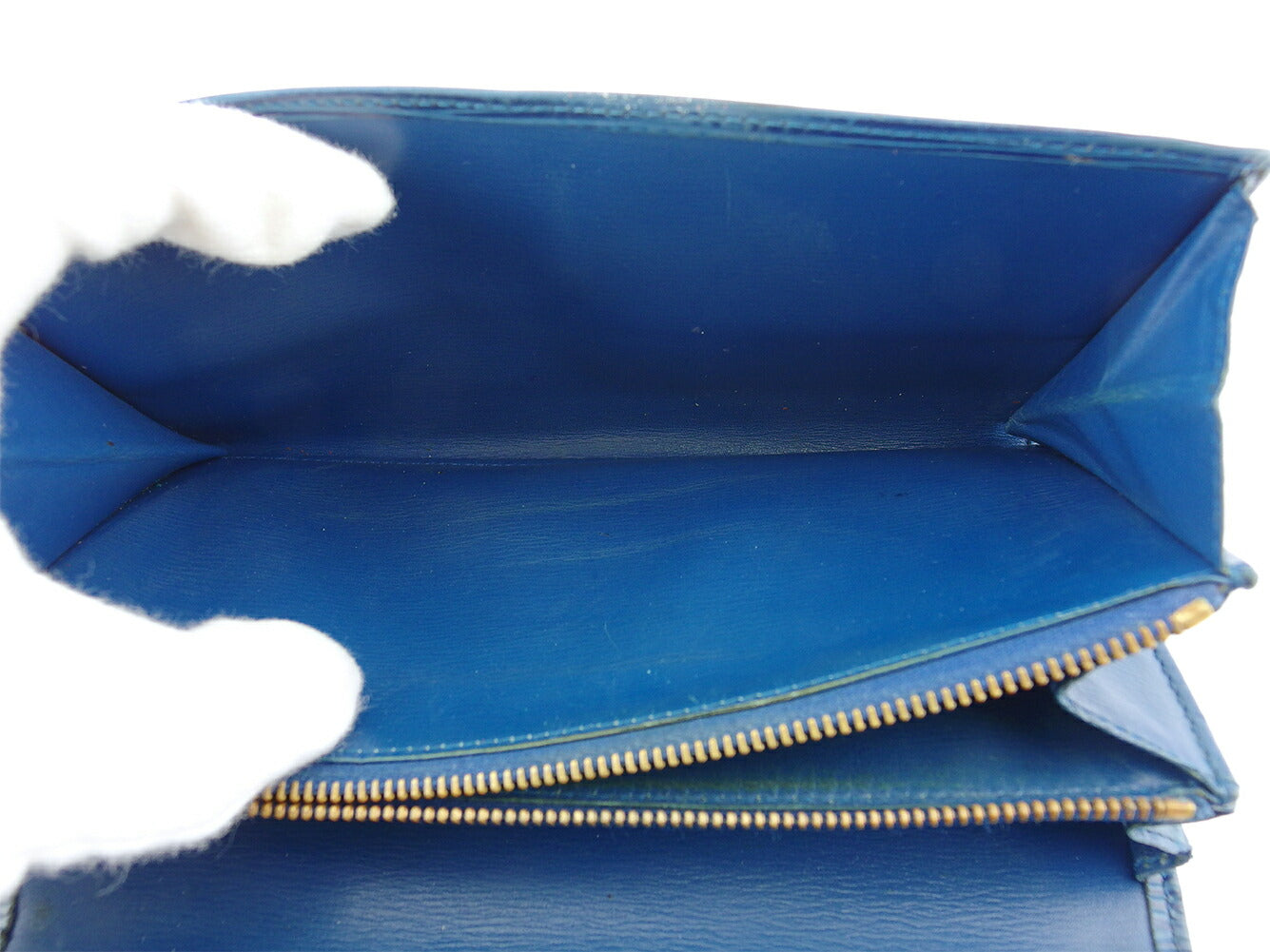 LOUIS VUITTON Long Wallet Purse M63575 Blue gold Pochette Porto Monécredi