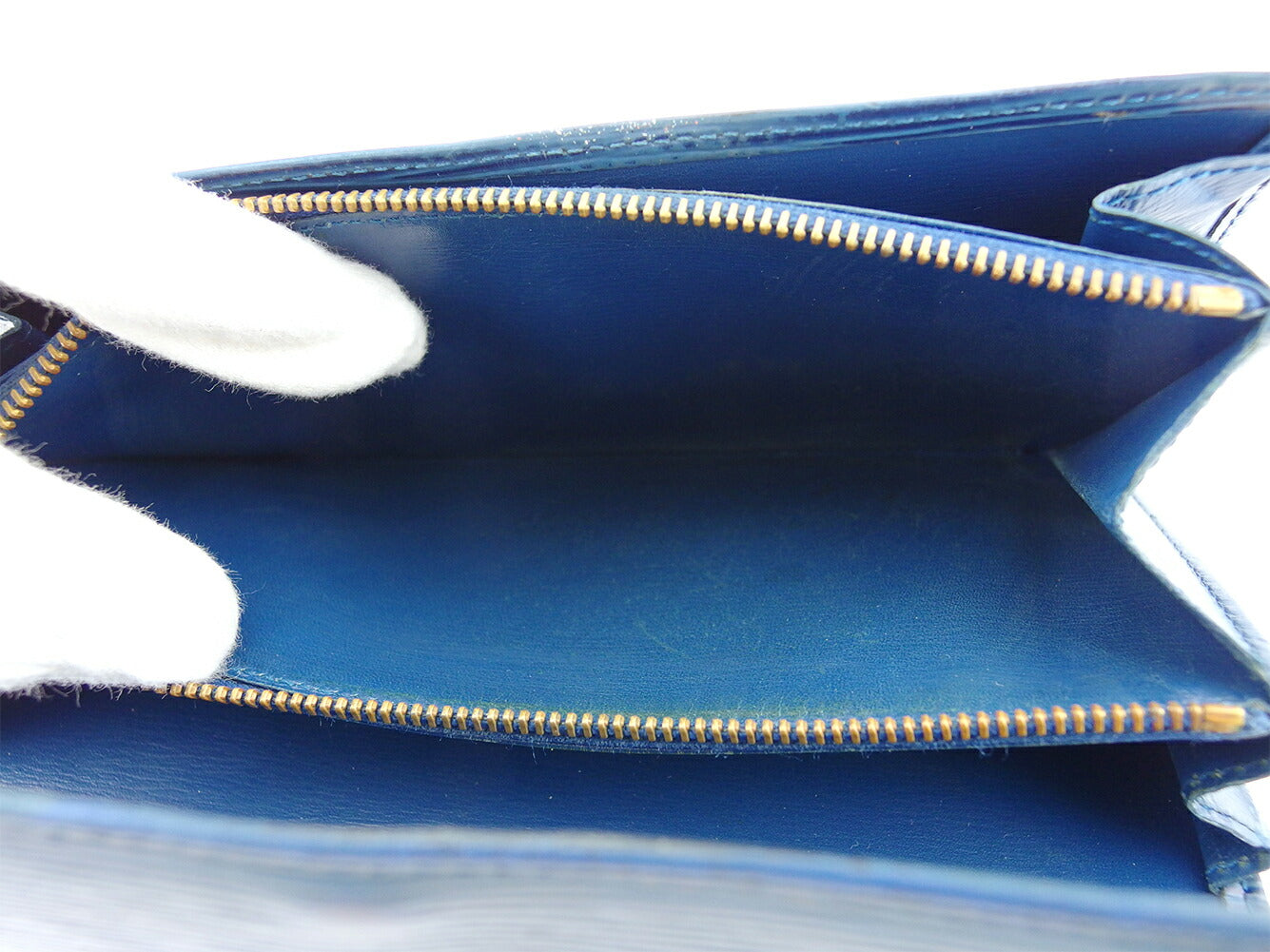 LOUIS VUITTON Long Wallet Purse M63575 Blue gold Pochette Porto Monécredi