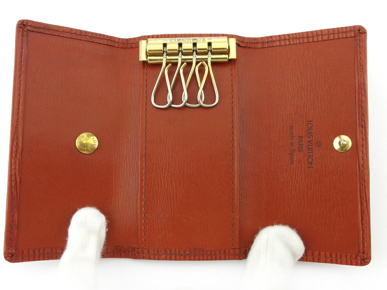 LOUIS VUITTON Key case Key holder M63823 Brown gold Multicles4