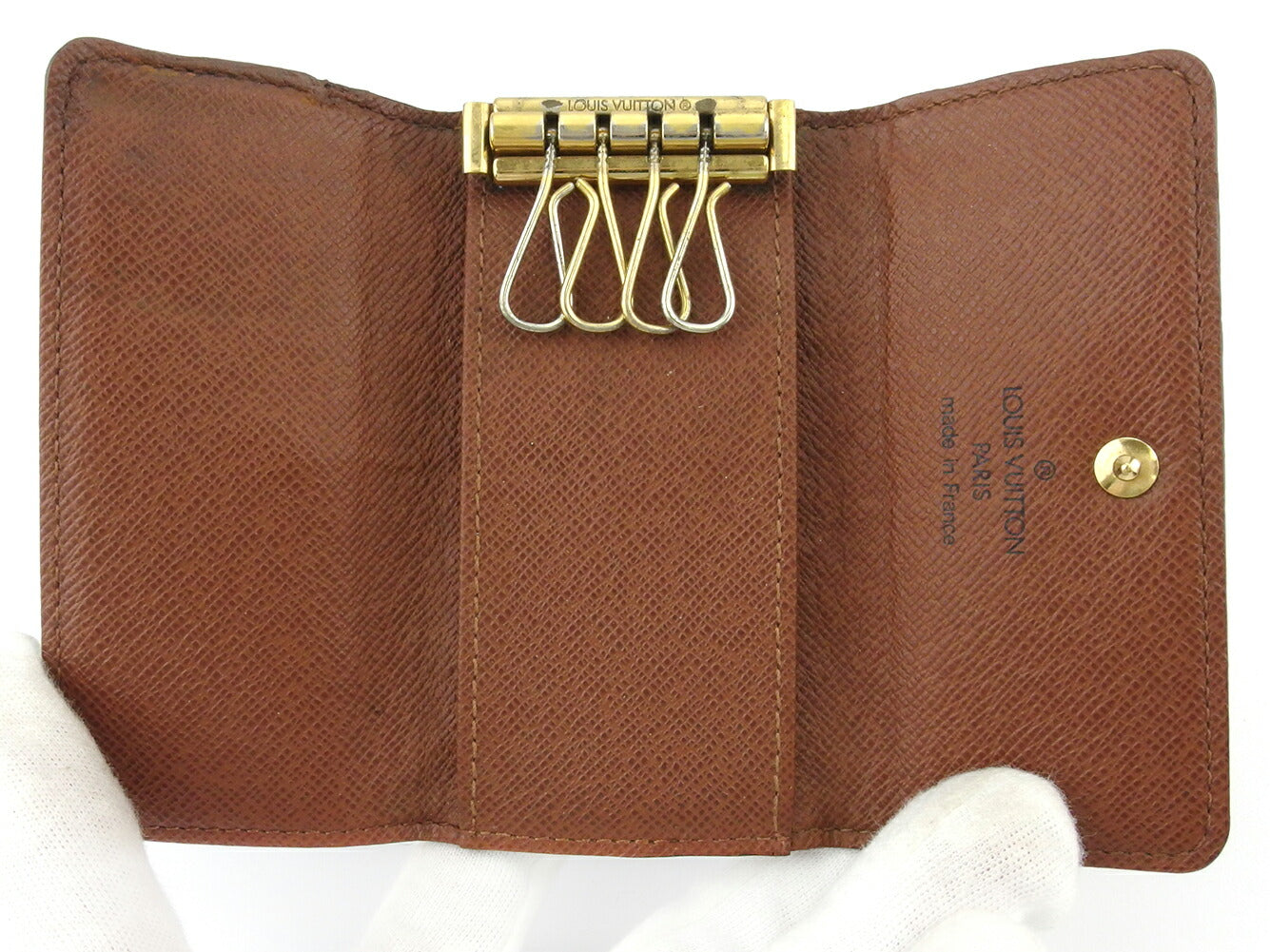 LOUIS VUITTON Key case Key holder M62631 Brown beige gold Multicles4