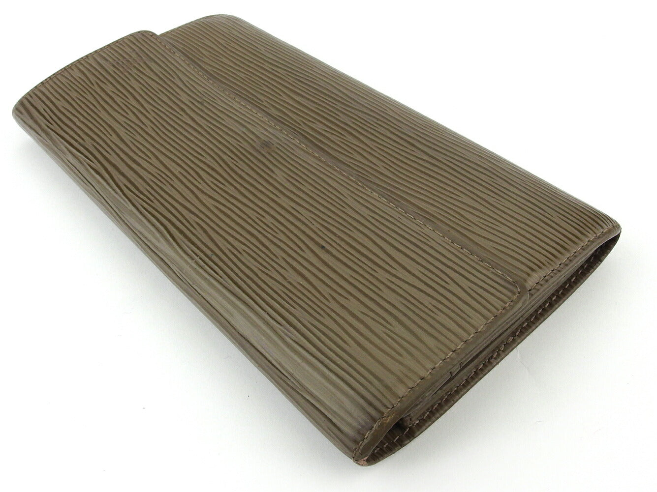 LOUIS VUITTON Long Wallet Purse M6357C Gray Brown Silver Pochette Porto Monécredi