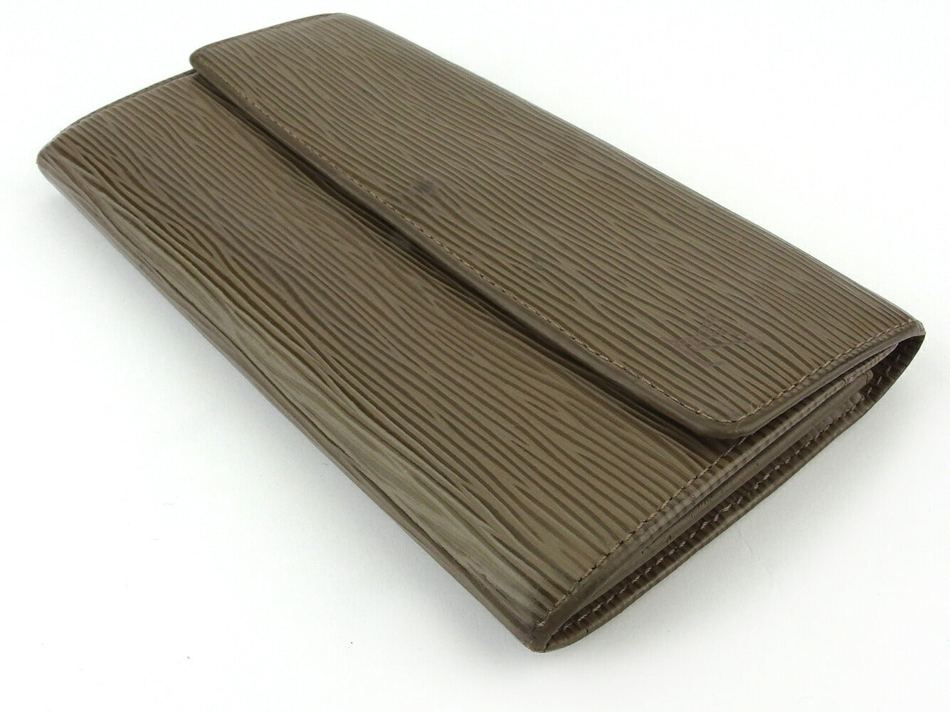 LOUIS VUITTON Long Wallet Purse M6357C Gray Brown Silver Pochette Porto Monécredi
