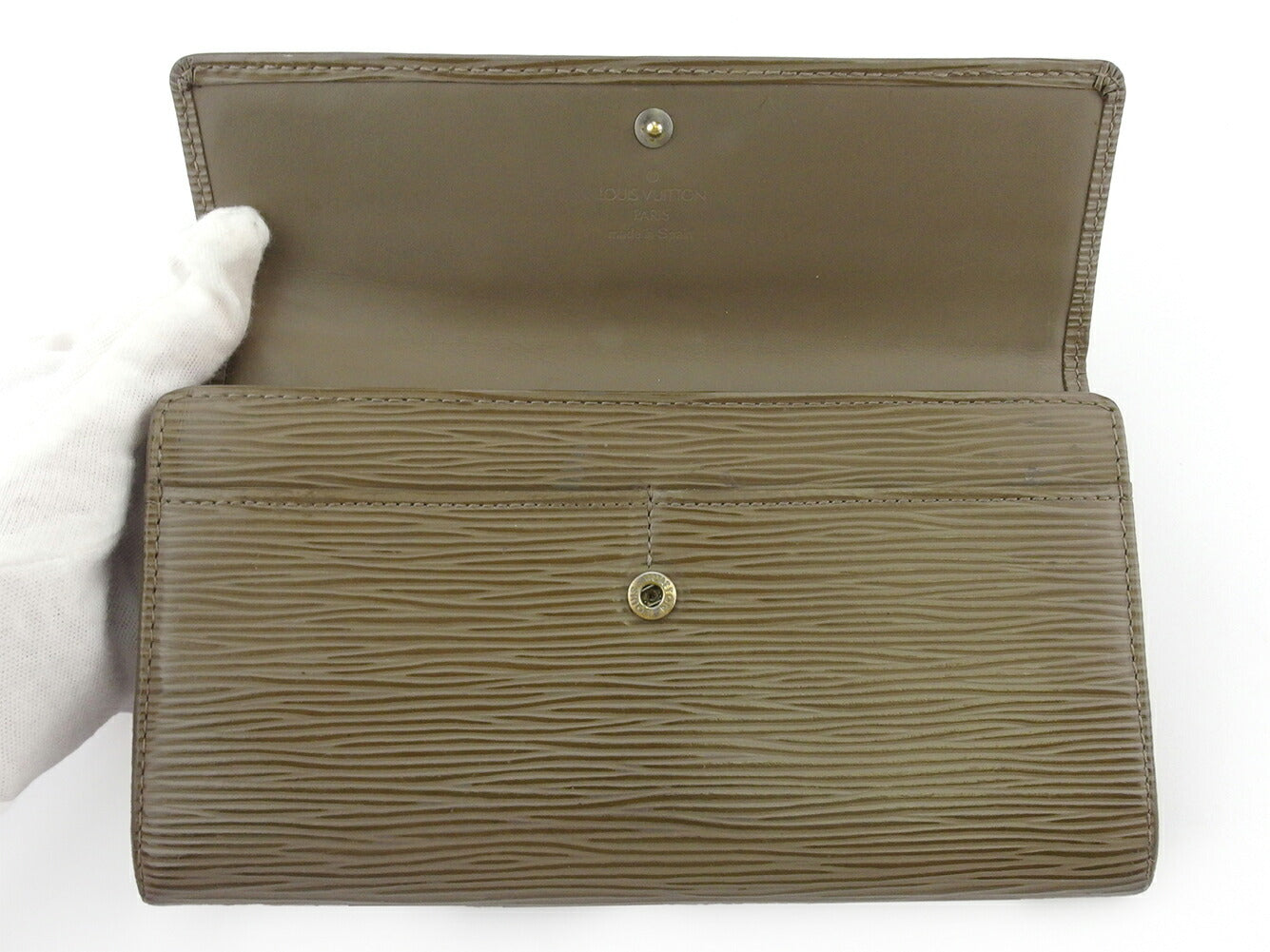 LOUIS VUITTON Long Wallet Purse M6357C Gray Brown Silver Pochette Porto Monécredi