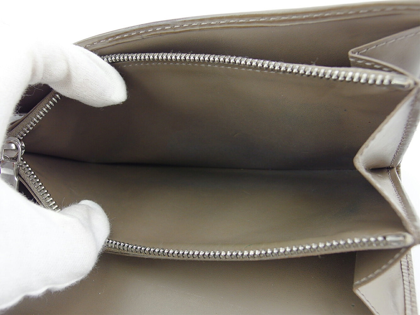 LOUIS VUITTON Long Wallet Purse M6357C Gray Brown Silver Pochette Porto Monécredi