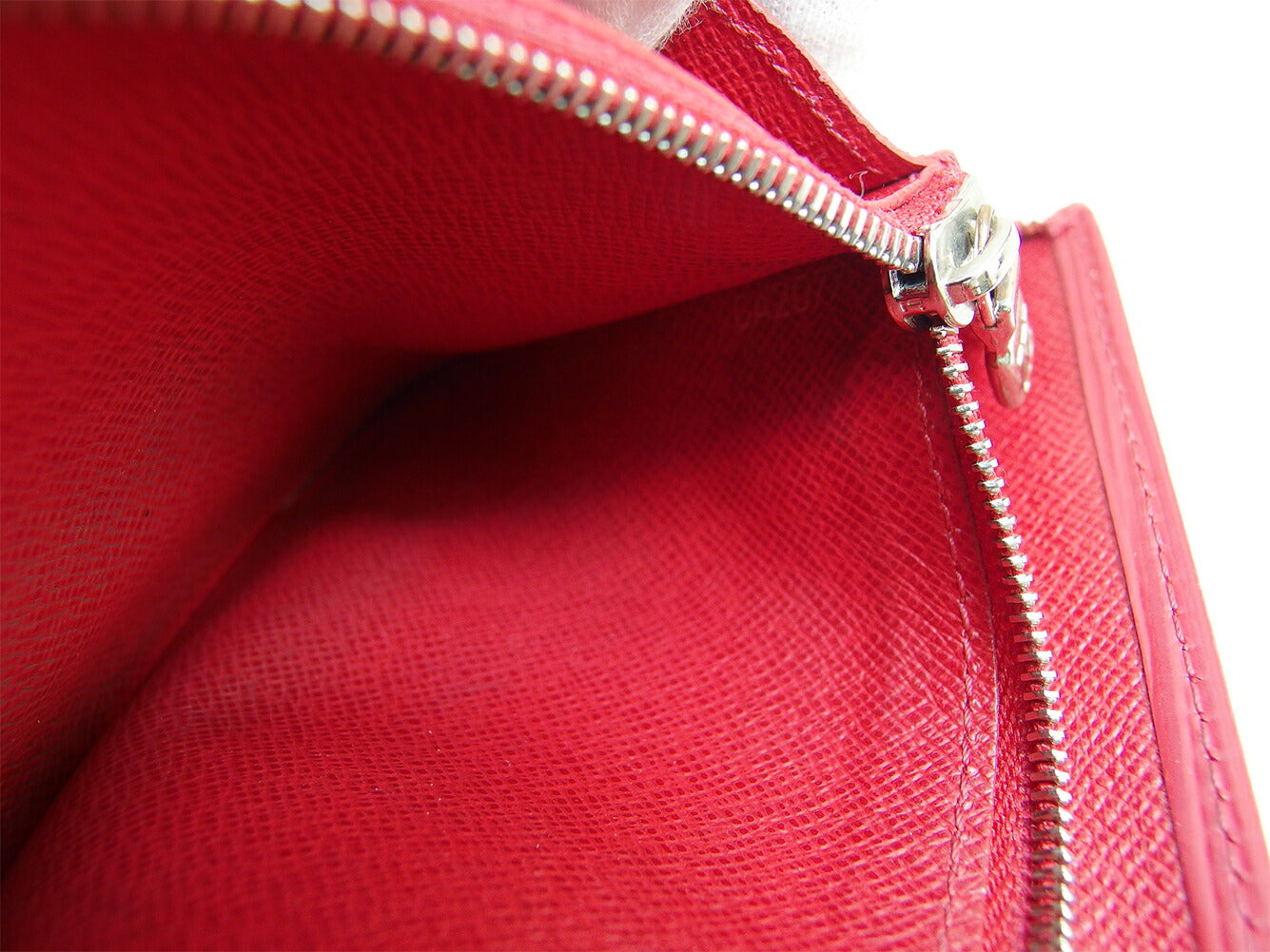 LOUIS VUITTON Long Wallet Purse Red Silver Portefeuille Sarah