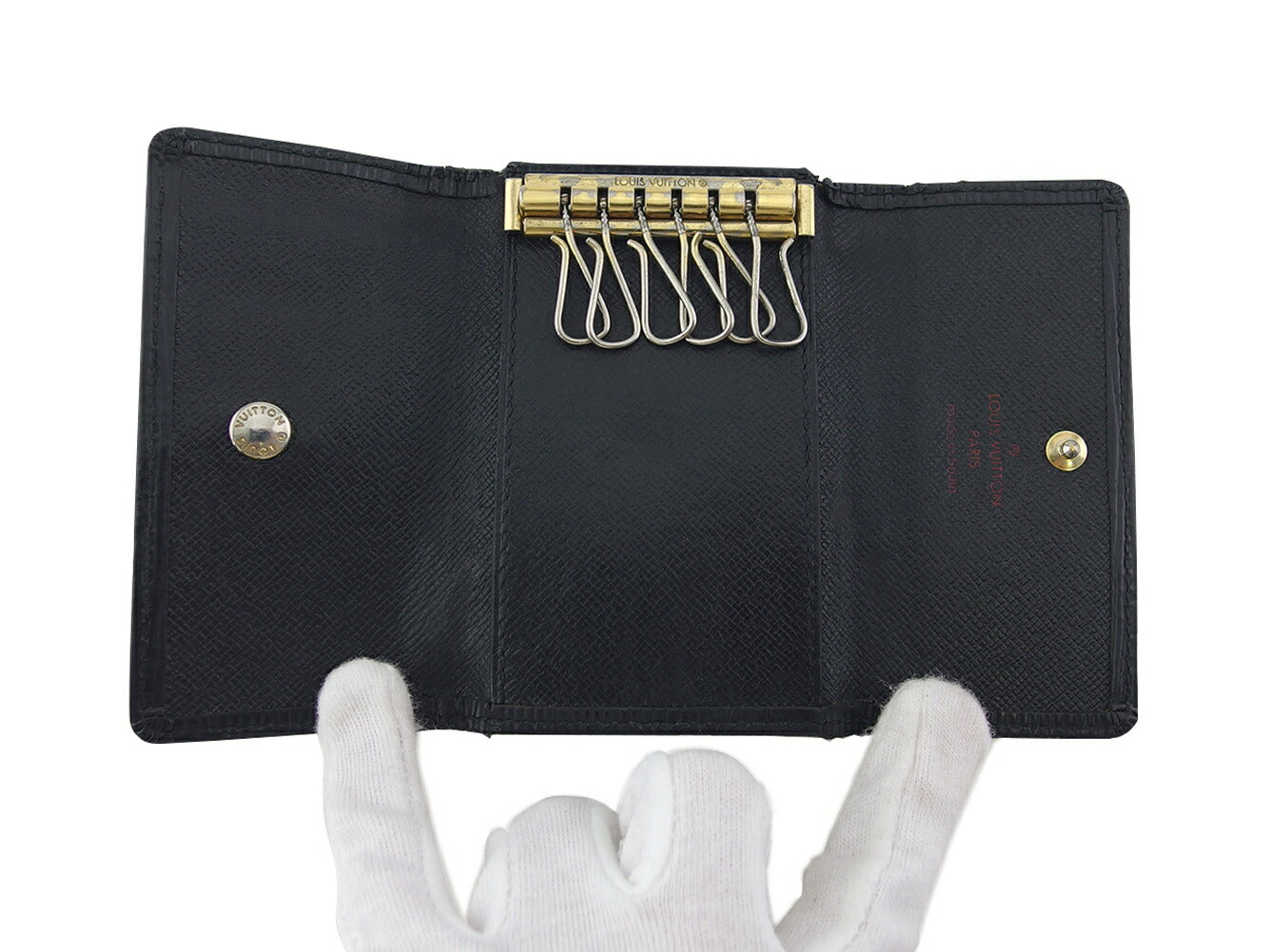 LOUIS VUITTON Key case Key holder M63812 Black gold Multicles6
