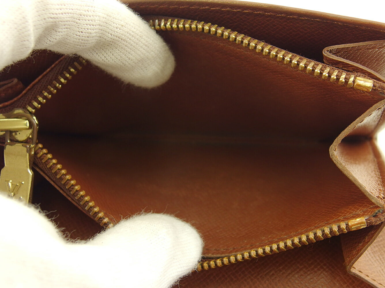 LOUIS VUITTON Bifold Wallet M61735 Brown beige gold Porto Monezup