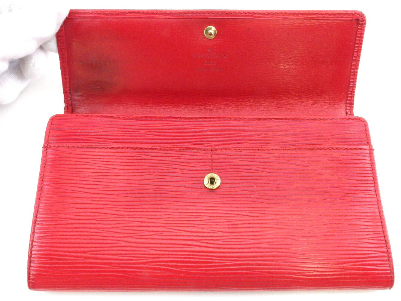 LOUIS VUITTON Long Wallet Purse M63577 Red gold Pochette Porto Monécredi