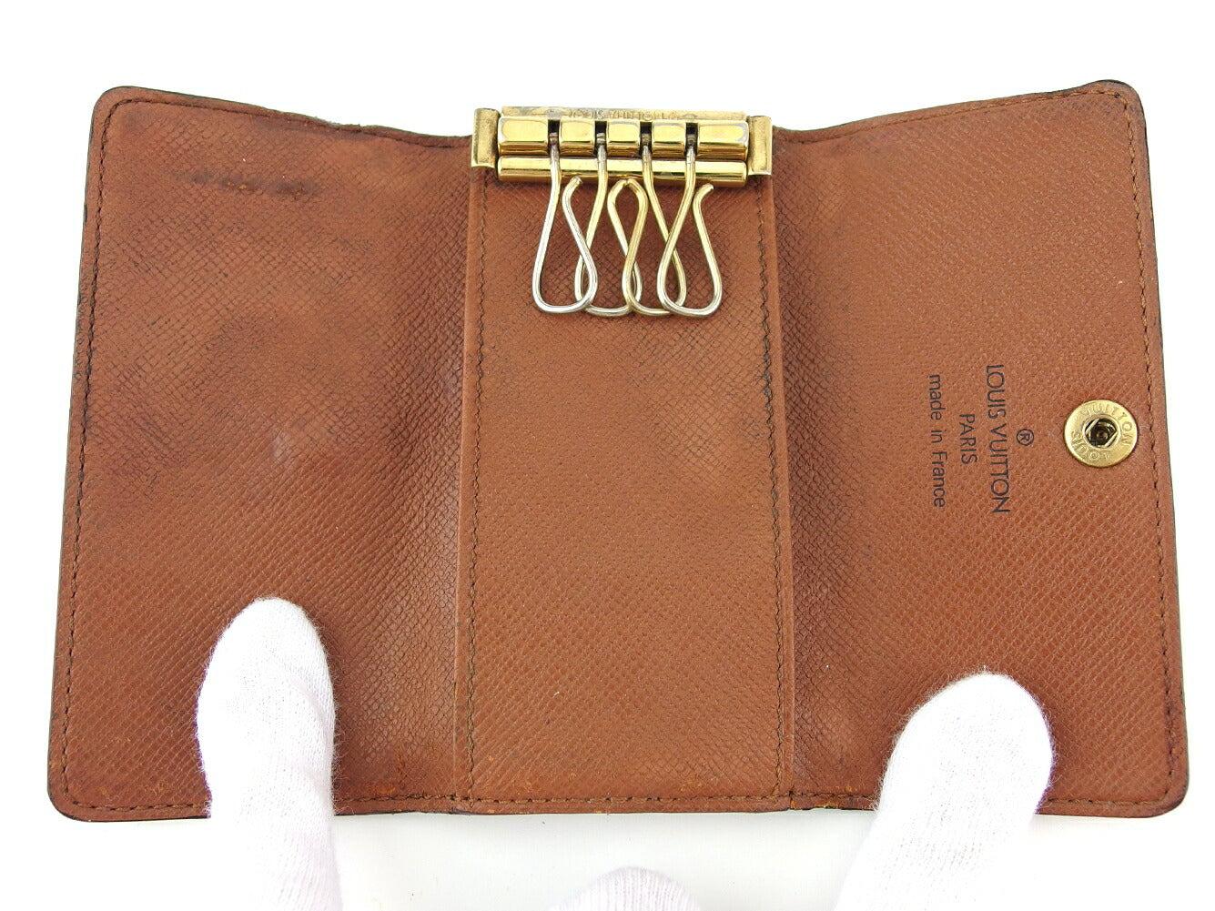 LOUIS VUITTON Key case Key holder M62631 Brown beige gold Multicles4