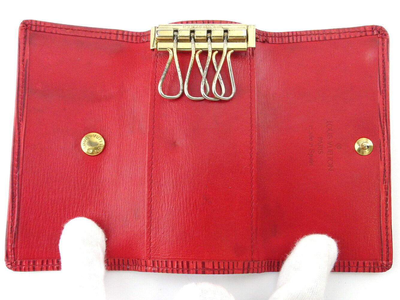 LOUIS VUITTON Key case Key holder M63827 Red gold Multicles4