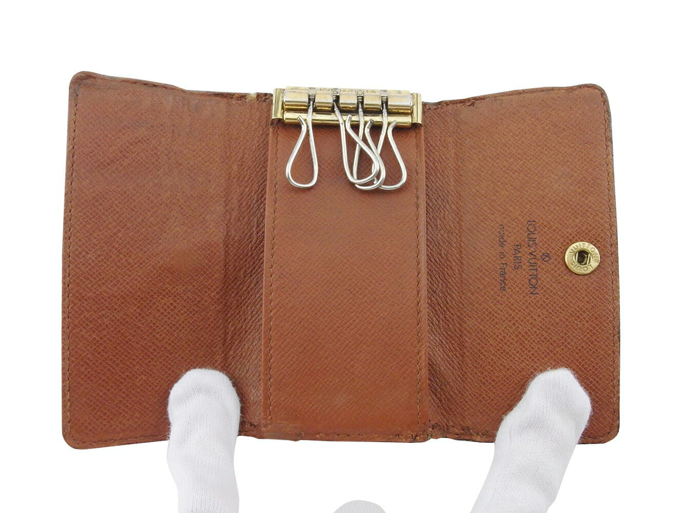 LOUIS VUITTON Key case Key holder M62631 Brown beige gold Multicles4
