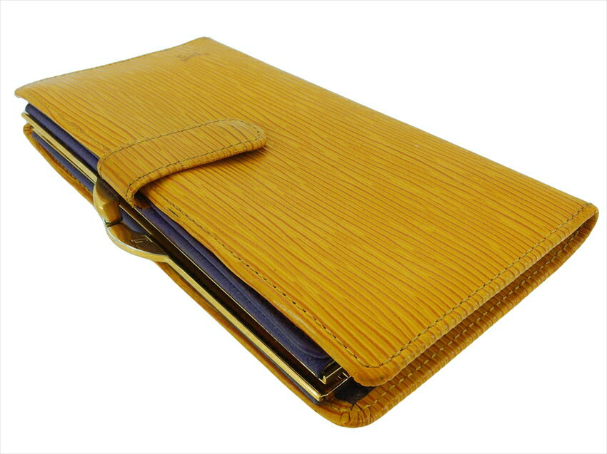LOUIS VUITTON Long Wallet Purse M63259 Yellow Gold Purple Continental Vienova