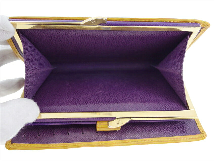 LOUIS VUITTON Long Wallet Purse M63259 Yellow Gold Purple Continental Vienova