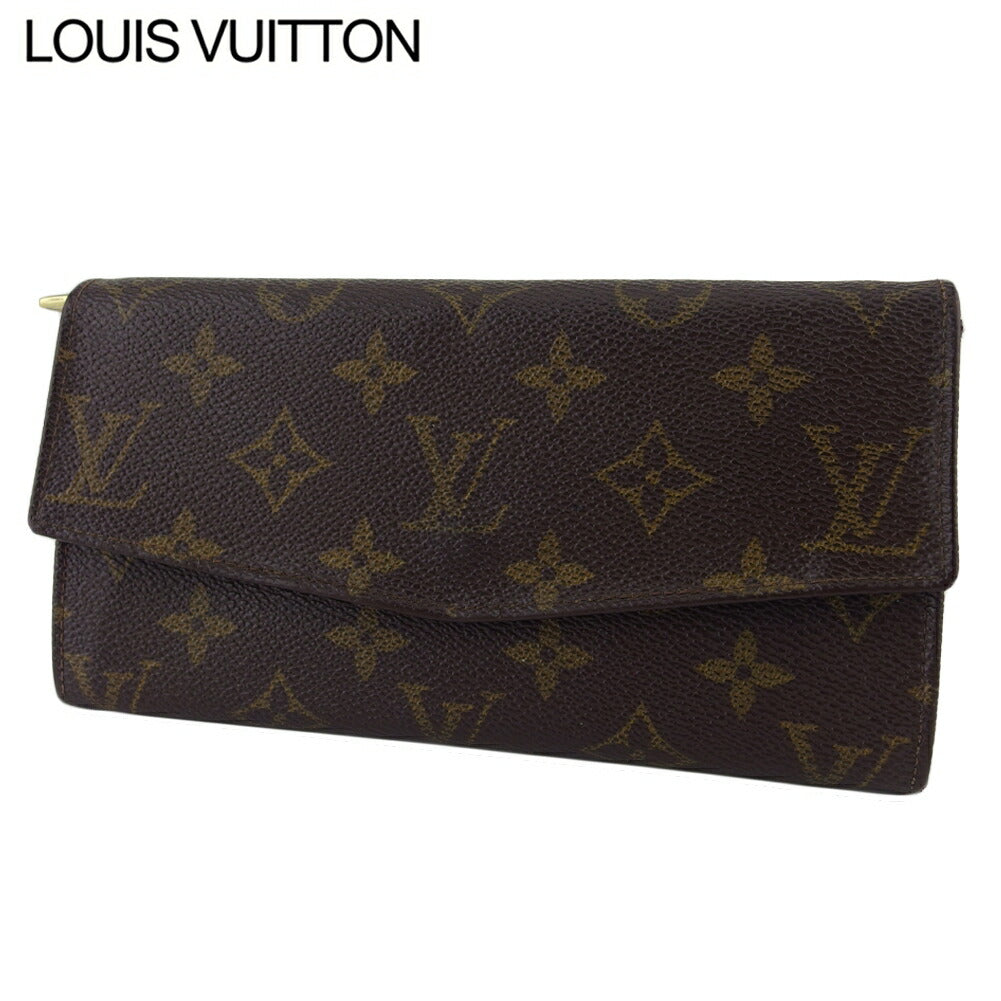 LOUIS VUITTON Long Wallet Purse No.212 Brown beige gold vintage