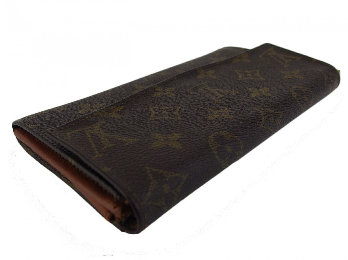LOUIS VUITTON Long Wallet Purse No.212 Brown beige gold vintage