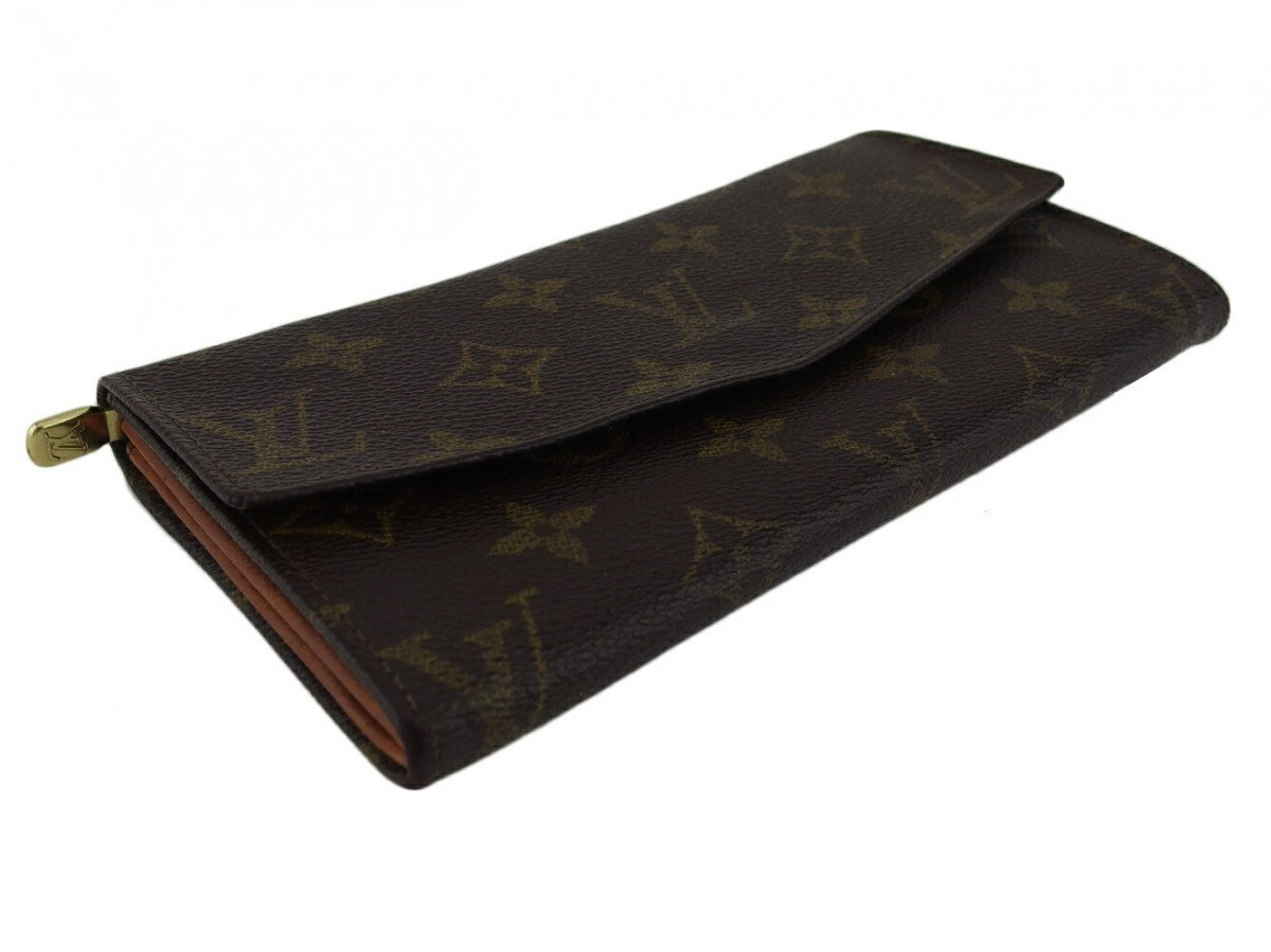 LOUIS VUITTON Long Wallet Purse No.212 Brown beige gold vintage