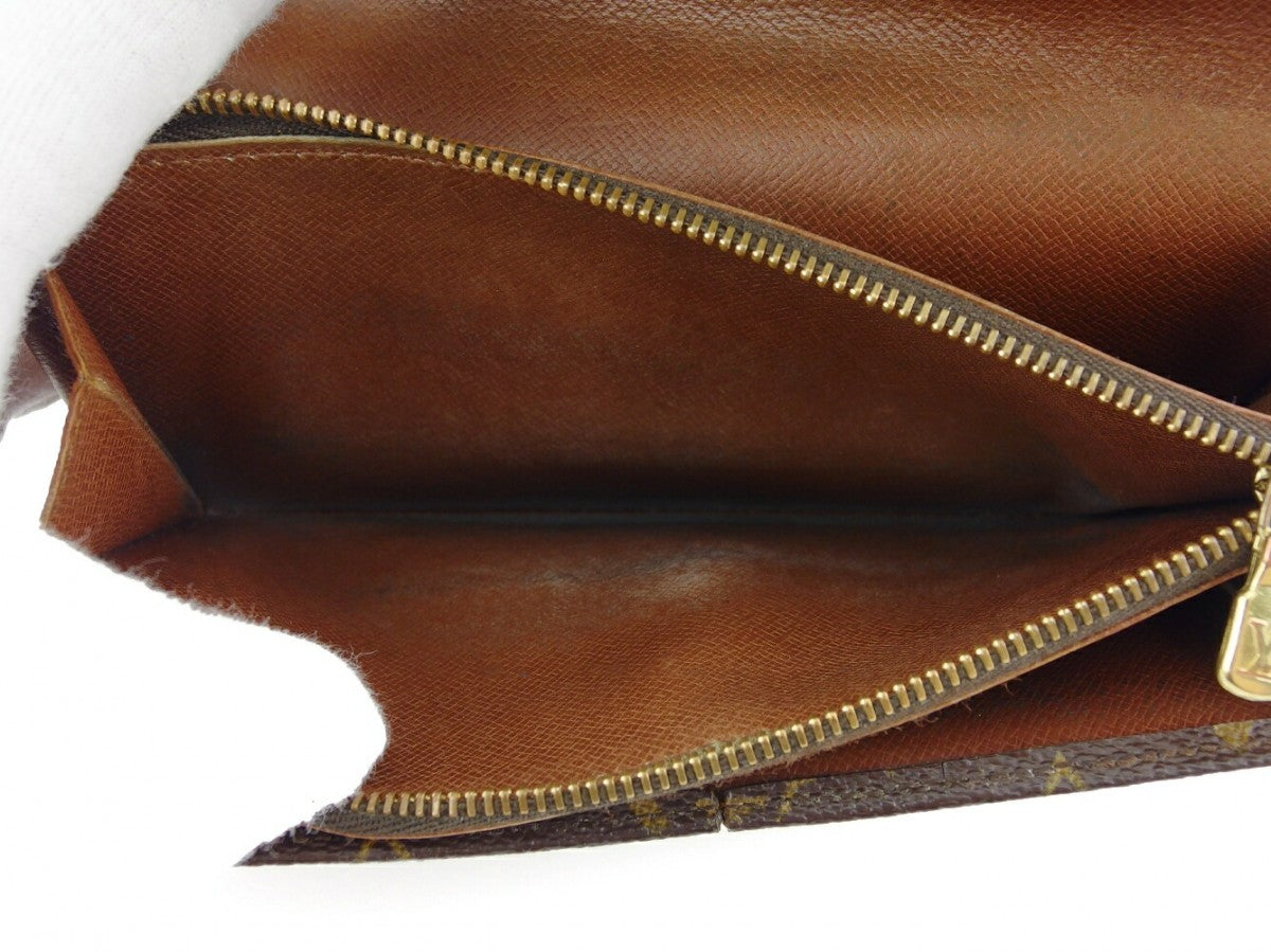LOUIS VUITTON Long Wallet Purse No.212 Brown beige gold vintage