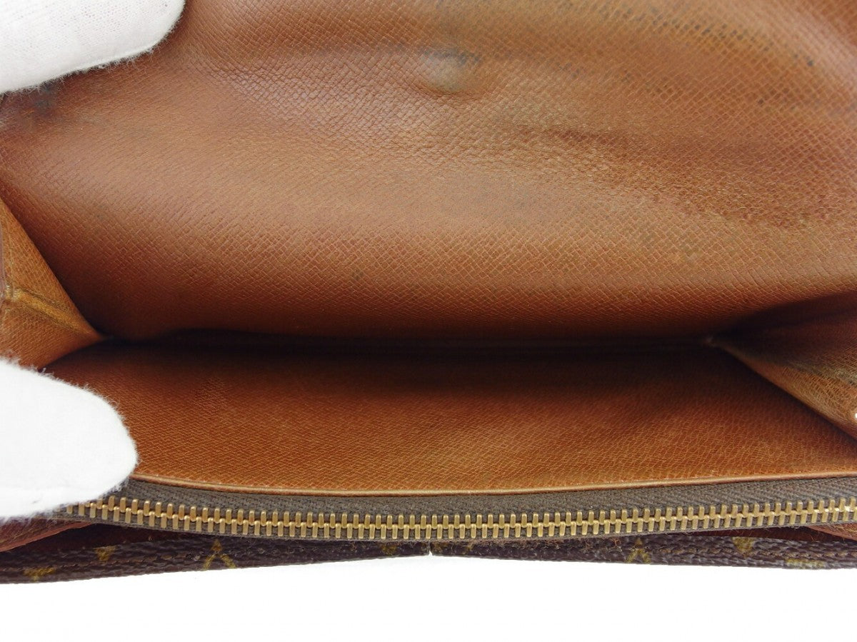 LOUIS VUITTON Long Wallet Purse No.212 Brown beige gold vintage