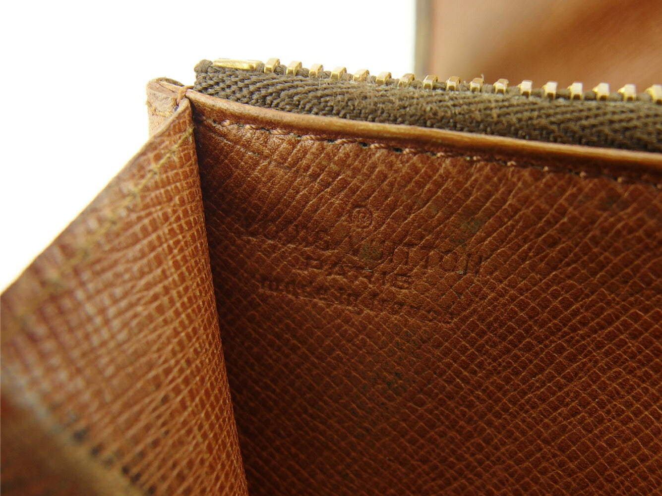 LOUIS VUITTON Long Wallet Purse No.212 Brown beige gold vintage