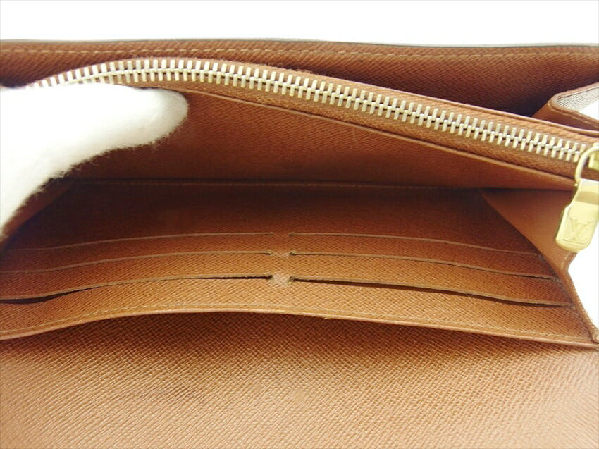 LOUIS VUITTON Long Wallet Purse M61734 Brown beige gold Portefeuille Sarah
