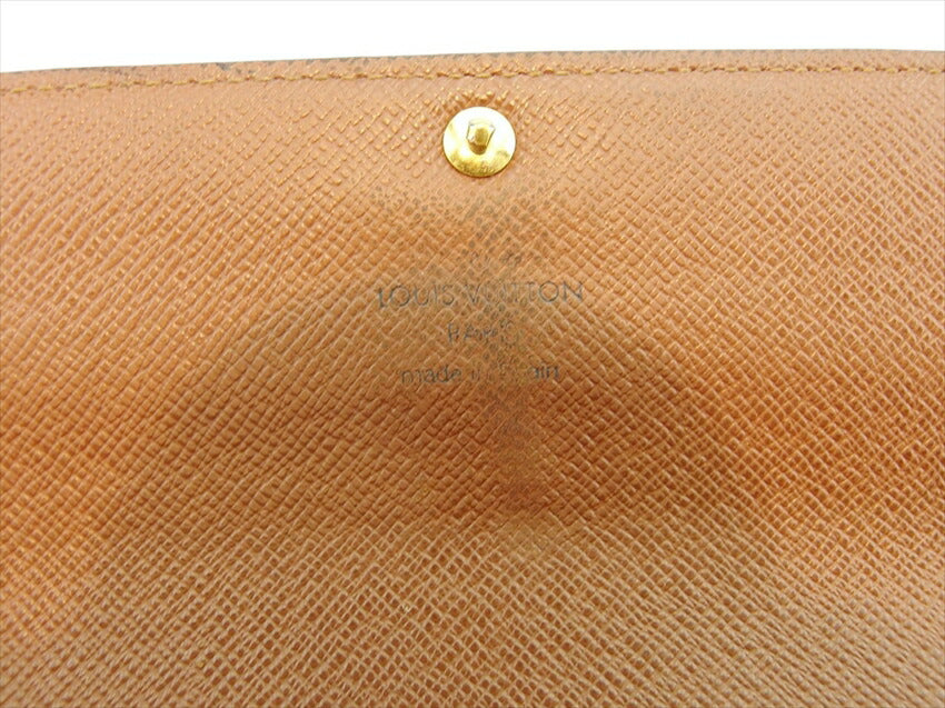 LOUIS VUITTON Long Wallet Purse M61734 Brown beige gold Portefeuille Sarah