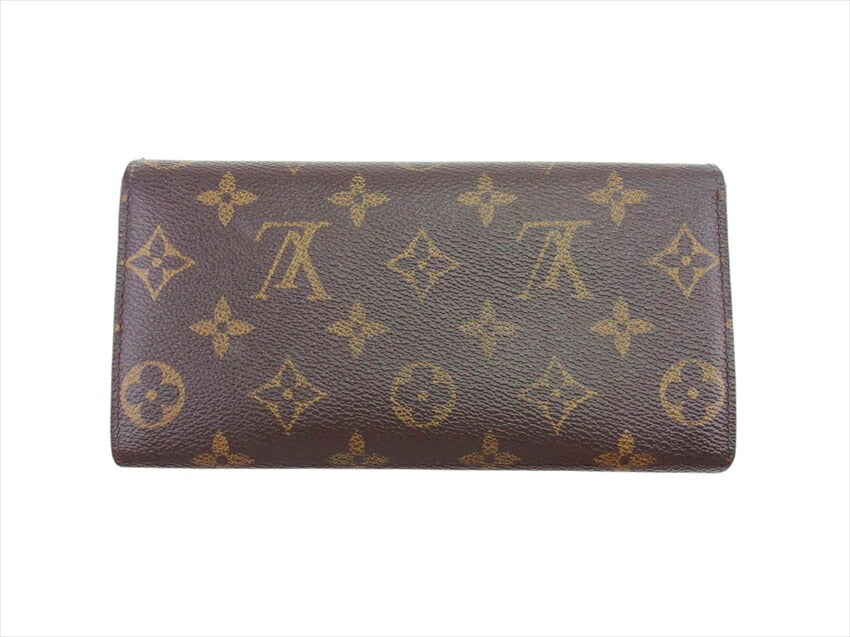 LOUIS VUITTON Long Wallet Purse M61734 Brown beige gold Portefeuille Sarah