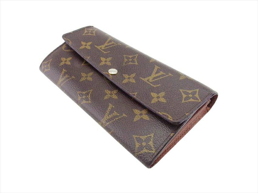 LOUIS VUITTON Long Wallet Purse M61734 Brown beige gold Portefeuille Sarah