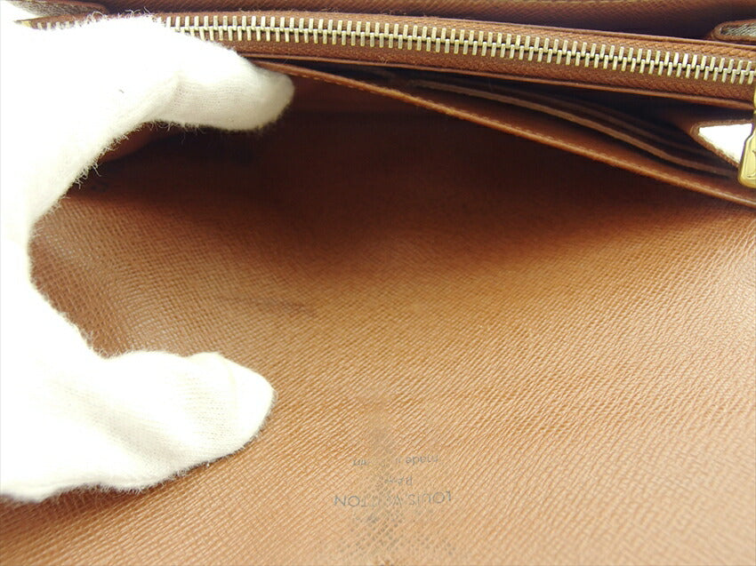 LOUIS VUITTON Long Wallet Purse M61734 Brown beige gold Portefeuille Sarah