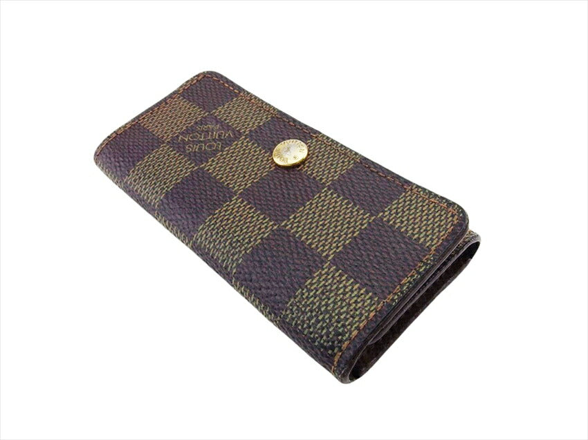 LOUIS VUITTON Key case Key holder N62631 Brown beige gold Multicles4