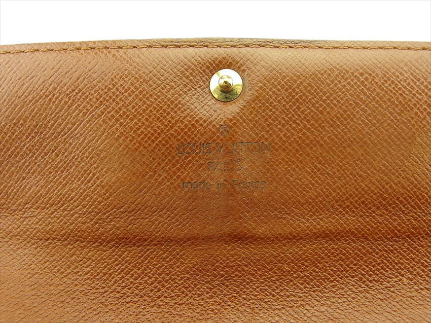 LOUIS VUITTON Long Wallet Purse M61725 Brown beige gold Pochette Porto Monécredi