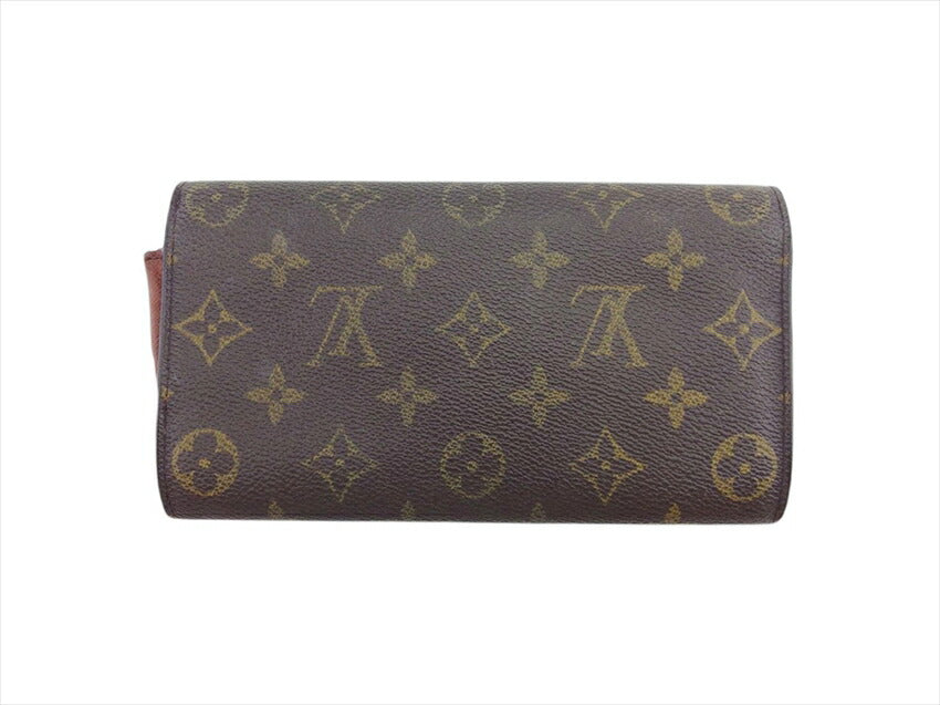 LOUIS VUITTON Long Wallet Purse M61725 Brown beige gold Pochette Porto Monécredi