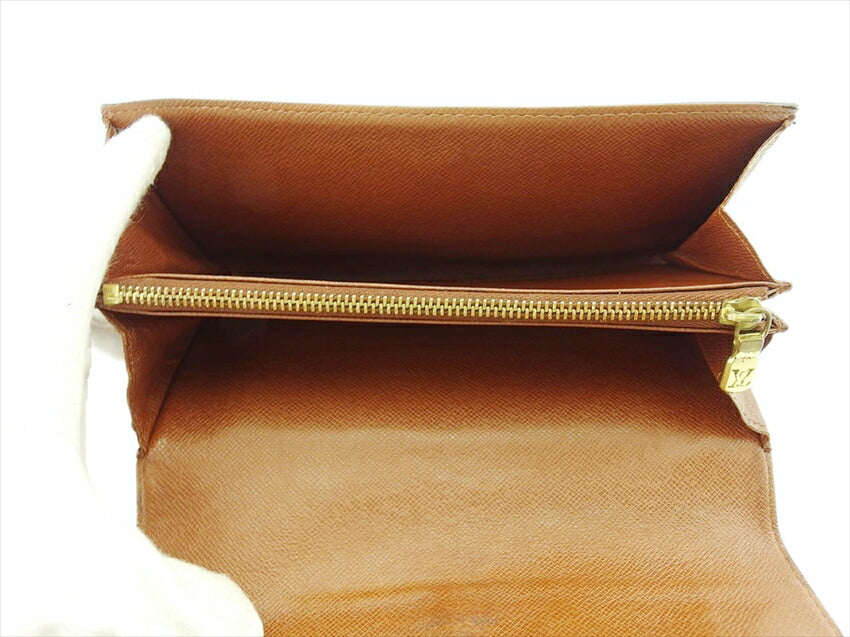LOUIS VUITTON Long Wallet Purse M61725 Brown beige gold Pochette Porto Monécredi