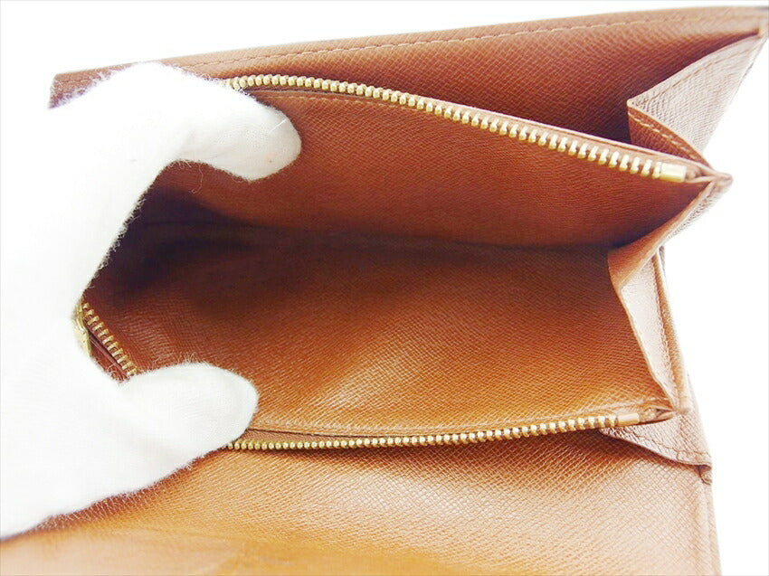 LOUIS VUITTON Long Wallet Purse M61725 Brown beige gold Pochette Porto Monécredi
