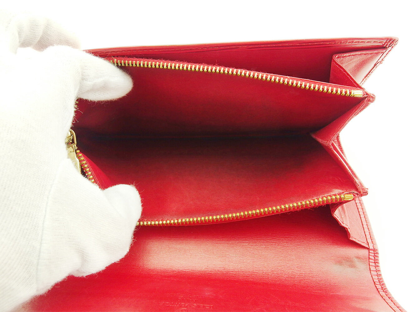 LOUIS VUITTON Long Wallet Purse M63577 Castilian Red Pochette Porto Monécredi