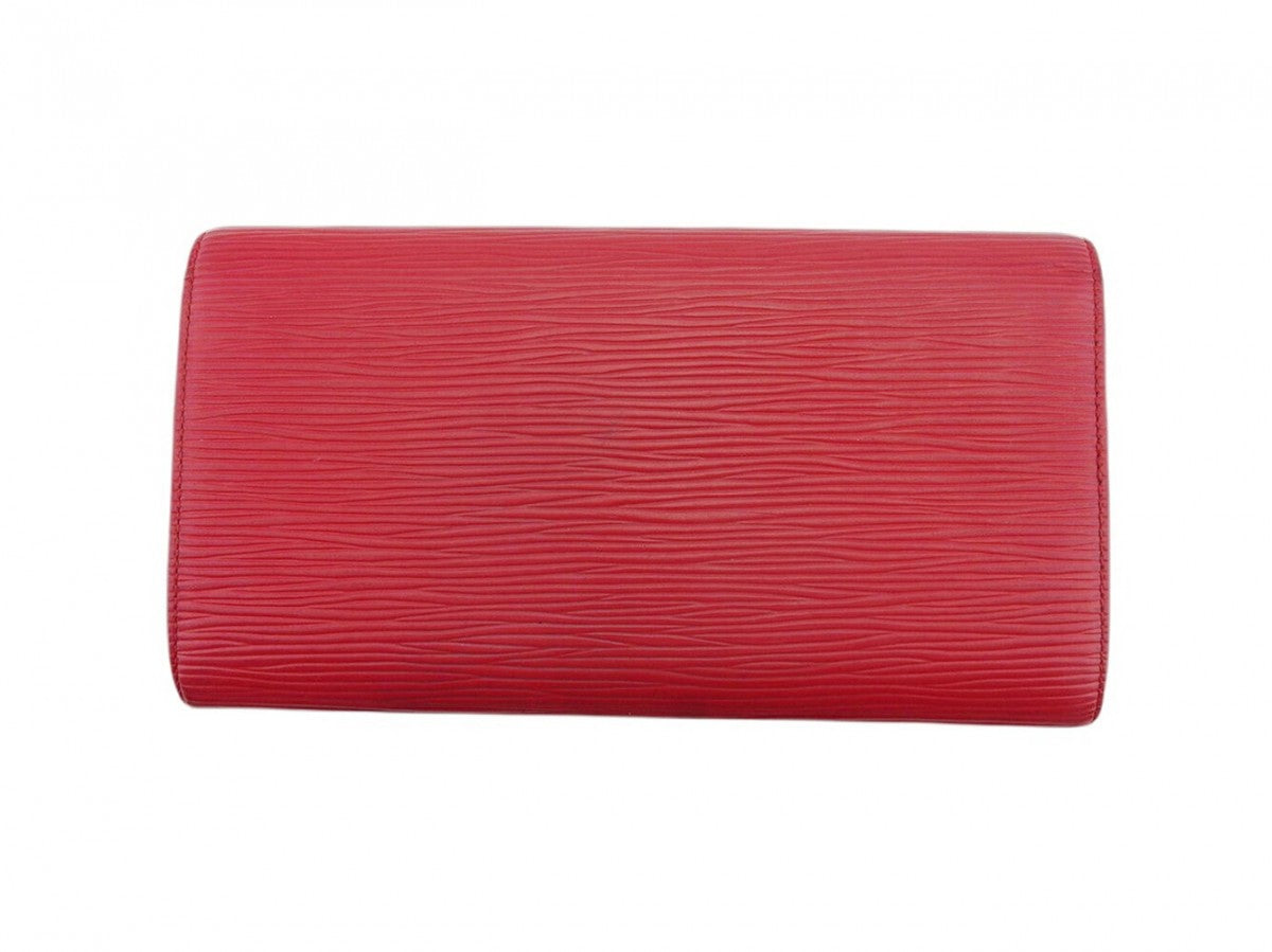 LOUIS VUITTON Long Wallet Purse M63577 Castilian Red Pochette Porto Monécredi