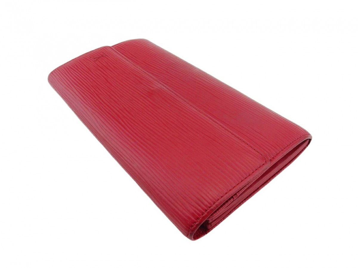 LOUIS VUITTON Long Wallet Purse M63577 Castilian Red Pochette Porto Monécredi