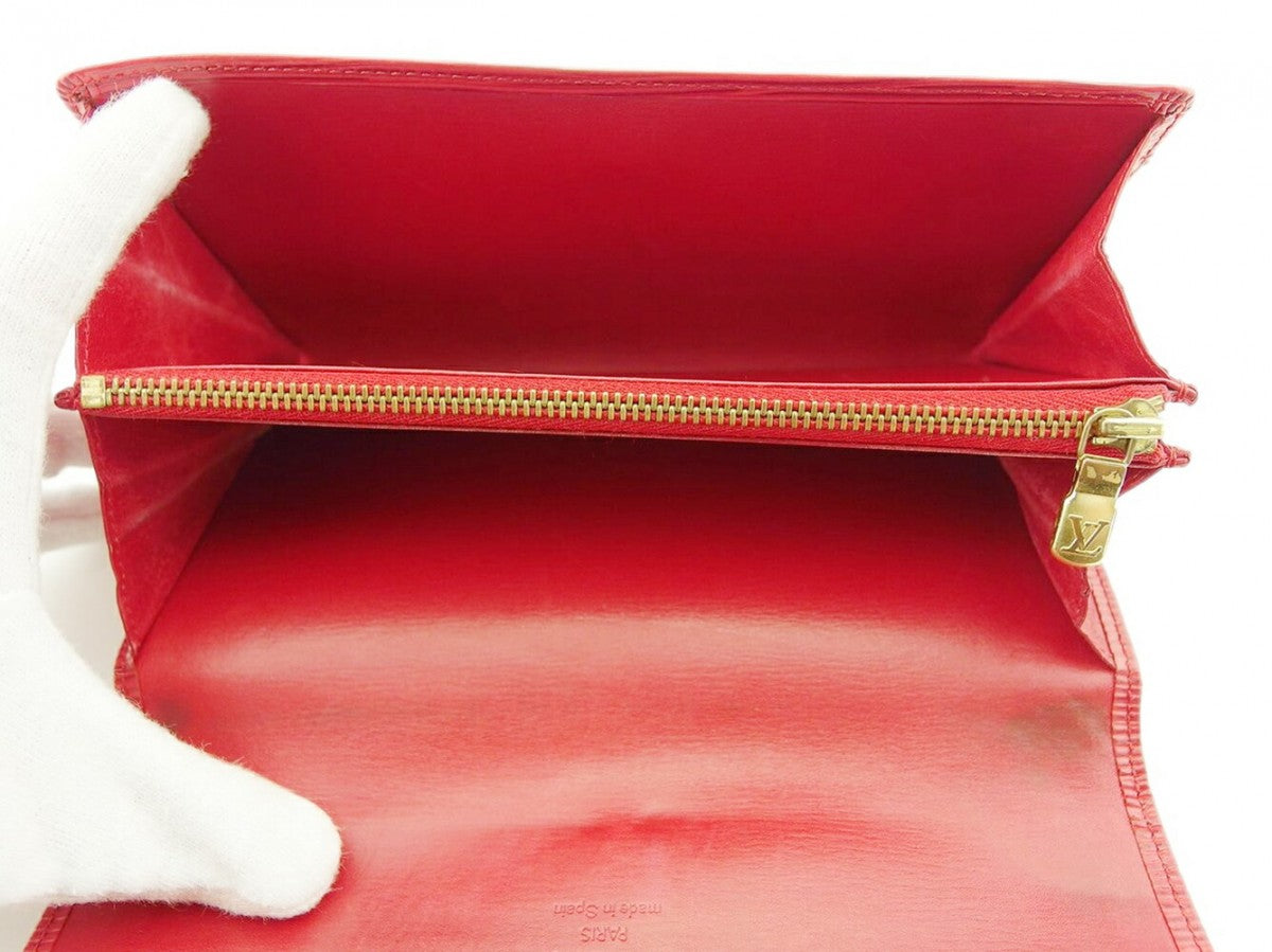 LOUIS VUITTON Long Wallet Purse M63577 Castilian Red Pochette Porto Monécredi