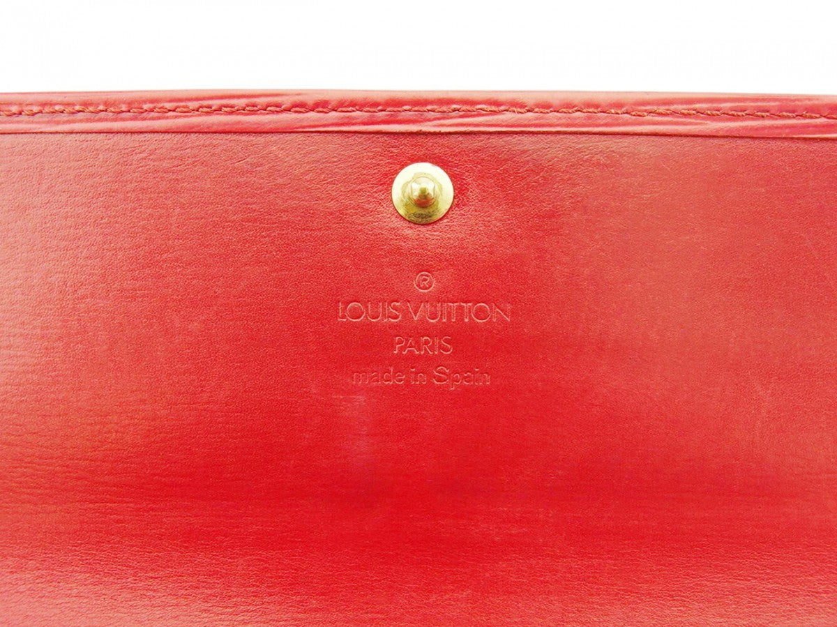 LOUIS VUITTON Long Wallet Purse M63577 Castilian Red Pochette Porto Monécredi