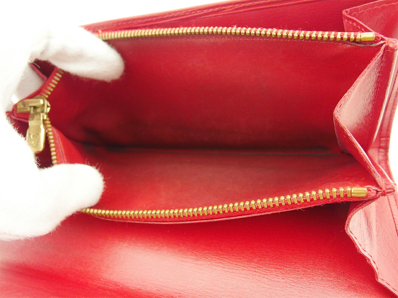 LOUIS VUITTON Long Wallet Purse M63577 Castilian Red Pochette Porto Monécredi