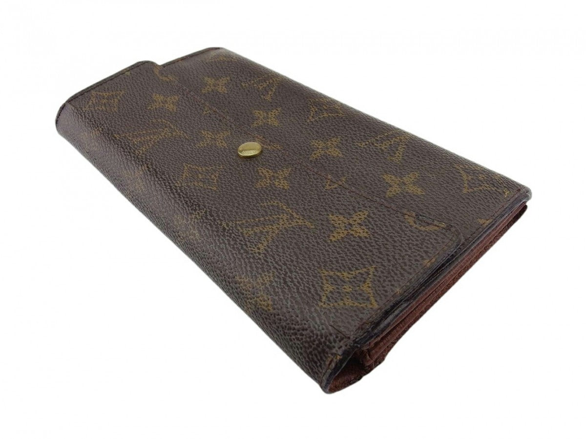LOUIS VUITTON Long Wallet Purse M61725 Brown beige gold Pochette Portonecredi