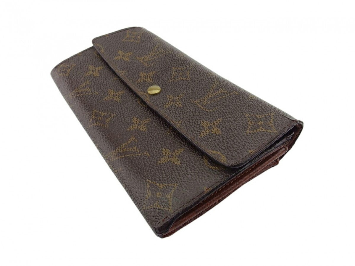 LOUIS VUITTON Long Wallet Purse M61725 Brown beige gold Pochette Portonecredi