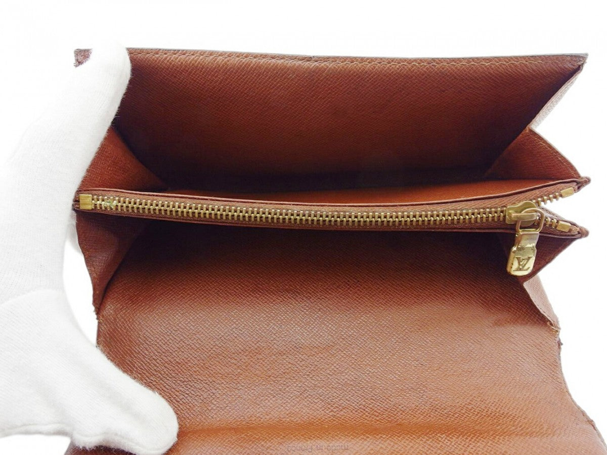 LOUIS VUITTON Long Wallet Purse M61725 Brown beige gold Pochette Portonecredi
