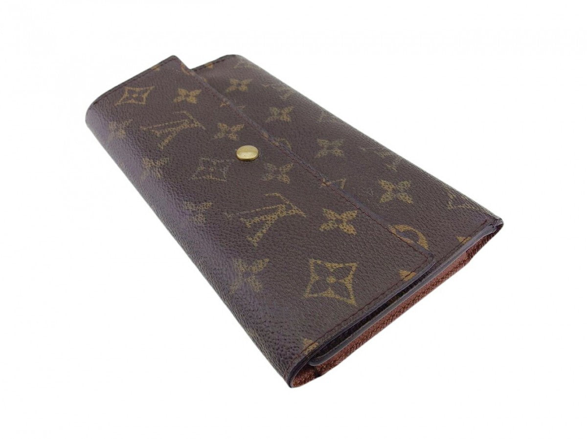 LOUIS VUITTON Long Wallet Purse M61215 Brown beige gold Porte Tresor International