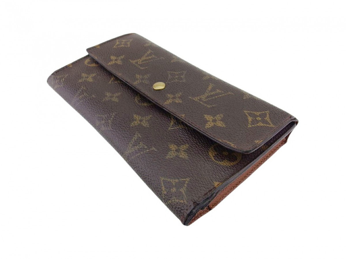 LOUIS VUITTON Long Wallet Purse M61215 Brown beige gold Porte Tresor International