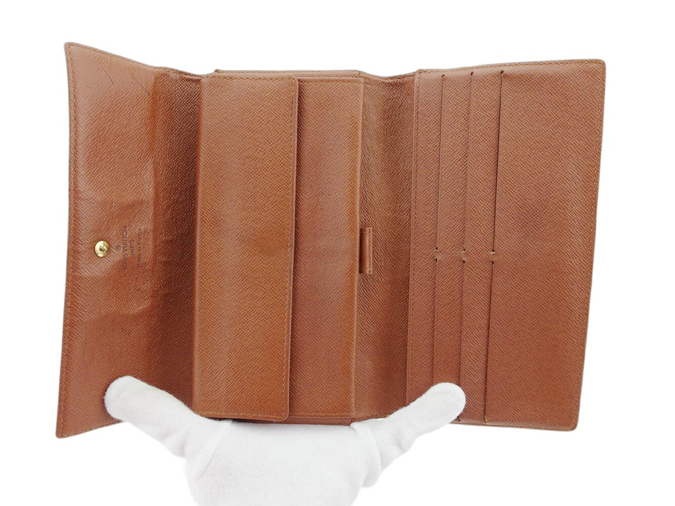 LOUIS VUITTON Long Wallet Purse M61215 Brown beige gold Porte Tresor International