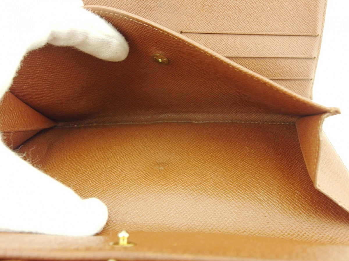 LOUIS VUITTON Long Wallet Purse M61215 Brown beige gold Porte Tresor International